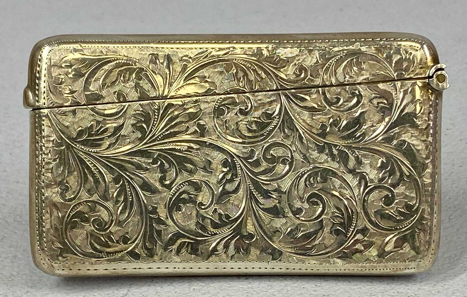 VICTORIAN SILVER CARD CASE of curved form, with foliate scroll decoration and cartouche with - Image 7 of 7