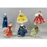 SIX ROYAL DOULTON FIGURES, The Last Waltz HN2315, Masque HN2554, Winsome HN2220, Grace HN2318,