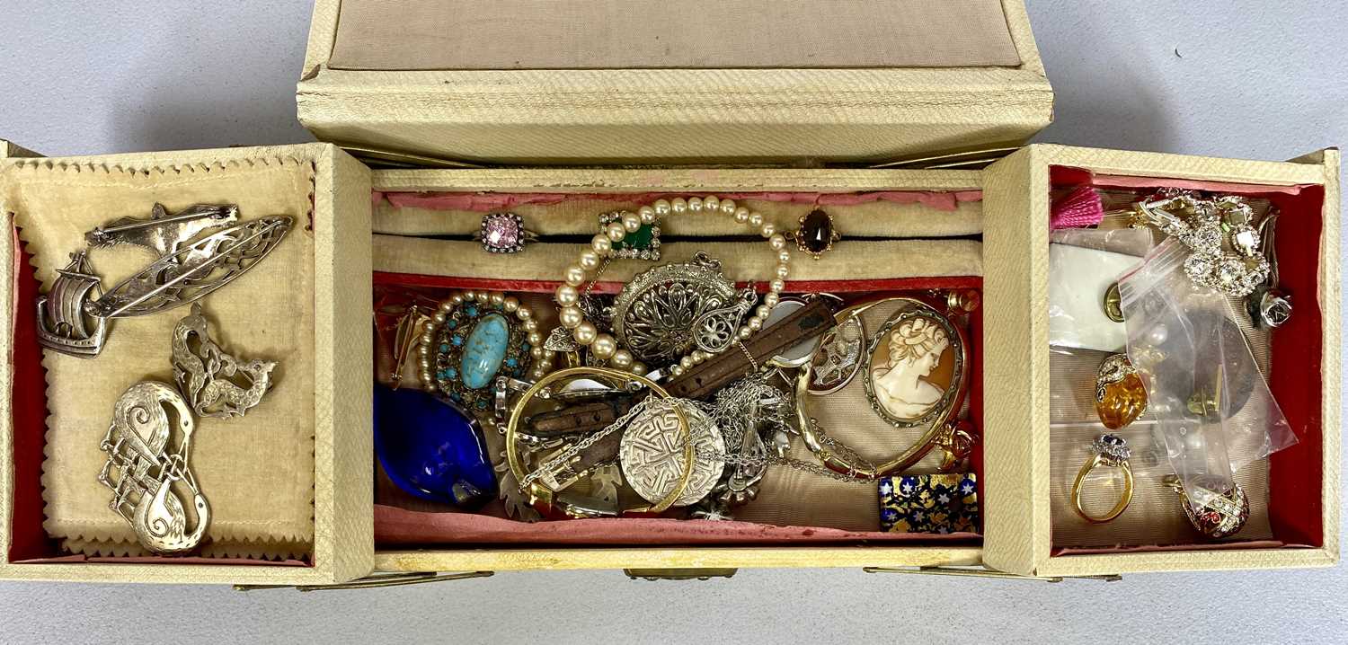 GROUP OF COSTUME JEWELLERY & COINS including a marcasite set cameo brooch, five various silver - Image 4 of 5