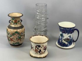 MIXED GROUP OF CERAMICS & GLASSWARE including a Mason's Mandalay jardiniere, 16.5cms (h), a Bisto