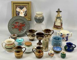 MIXED GROUP OF WELSH CERAMICS including an Allerton's Gaudy Welsh loving cup, 10cms (h),