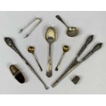 GROUP OF SMALL SILVER ITEMS including silver handled glove stretchers and button hook, a Victorian