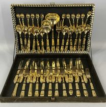 CASED CANTEEN OF GOLD PLATED CUTLERY FOR 12 SETTINGS, 51 pieces Provenance: deceased estate Conwy
