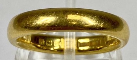 22CT GOLD WEDDING BAND, Birmingham 1920, size N, 6.7gms Provenance: private collection Conwy