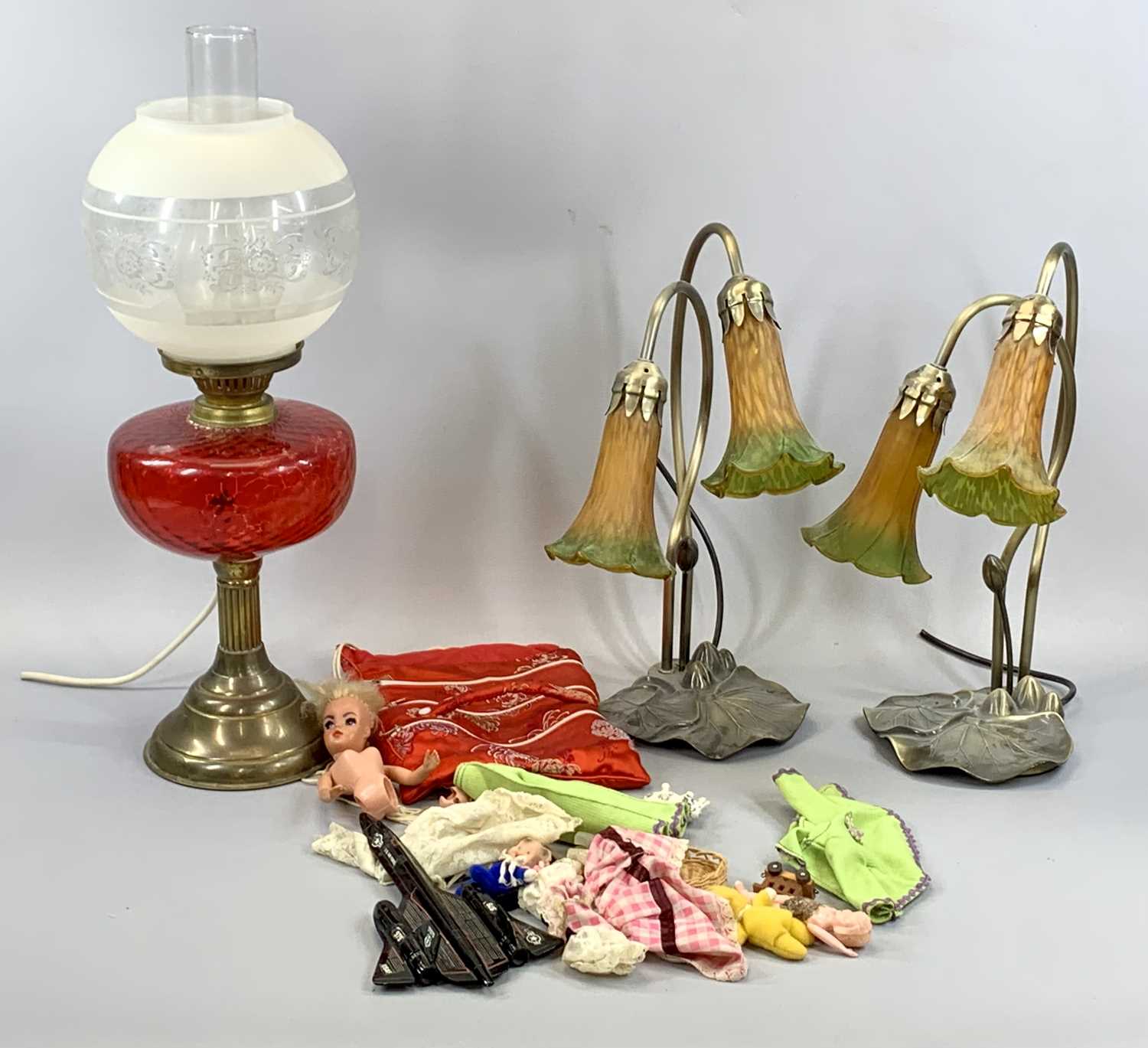 GROUP OF MIXED COLLECTABLES including Art Nouveau style twin branch table light fittings with - Image 2 of 3