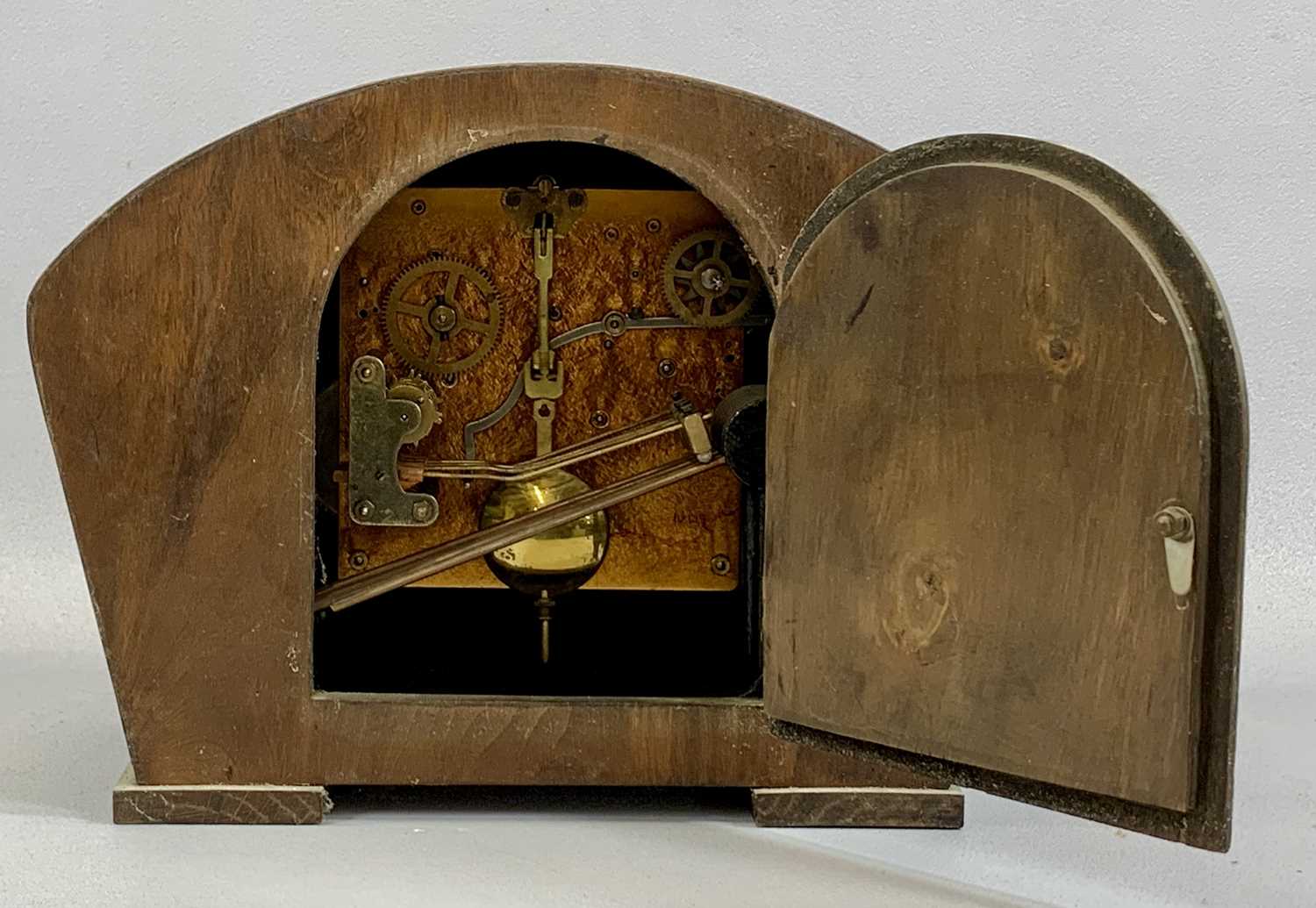 THREE MANTEL CLOCKS, early 20th century, oak cased dome top eight-day gong strike, 21cms (h), - Image 8 of 8