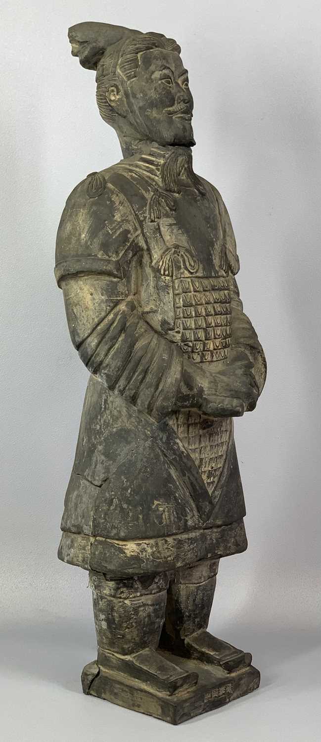 CHINESE TERRACOTTA SOLDIER with removable head, 58cms (h) Provenance: private collection Gwynedd - Image 2 of 4