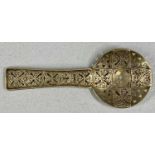 ARTS & CRAFTS CELTIC DESIGN SILVER SIFTER SPOON, London 1929, Amy Sandheim, 12.5cms (l)