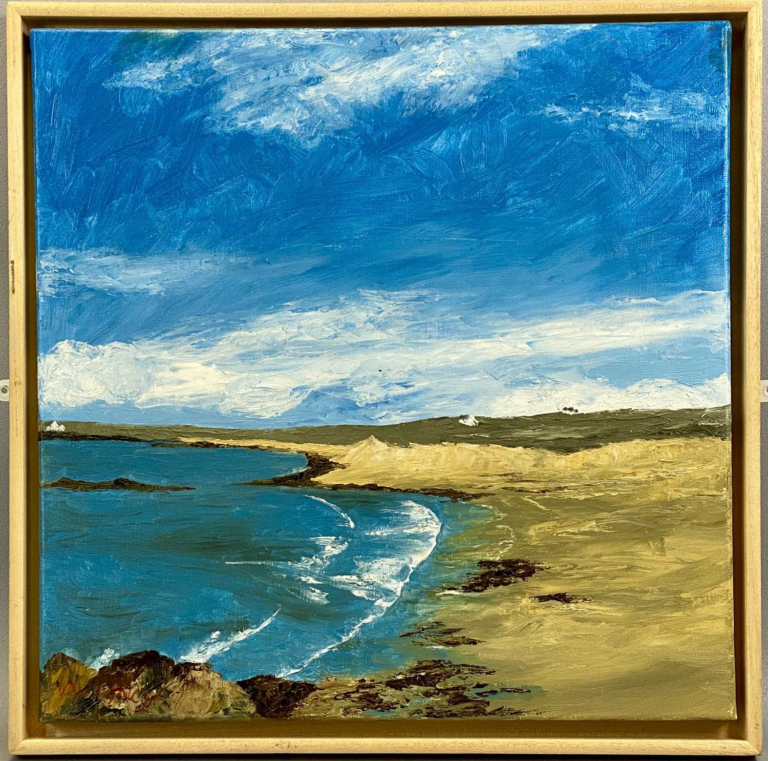 VAL LYNCH (Contemporary British) oil on canvas - entitled verso "Traith Llydan Rhosneigr Beach", - Image 2 of 3
