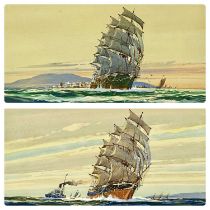 A. D. BELL (Wilfred Knox) watercolours a pair - entitled "Off the Bermudas 1943" and "With a Fair