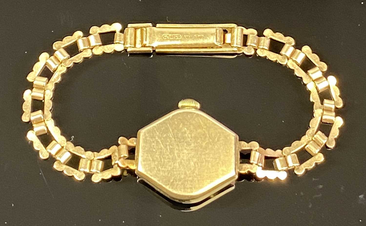 REGENCY 9CT GOLD LADY'S BRACELET WATCH, circular dial with baton hour markers and numerals at - Image 3 of 3