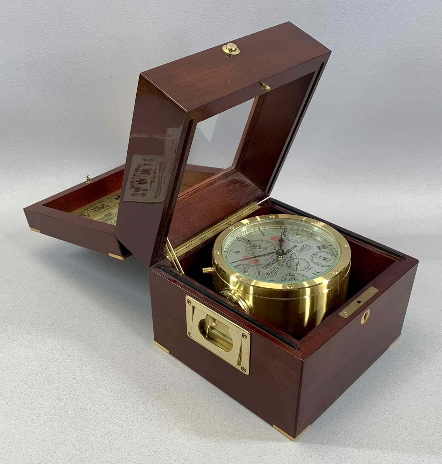 SEVILLS SEALORD FLAGSHIP SHIPS BELL CLOCK, with barometer, thermometer, hygrometer and tide guide, - Image 4 of 5