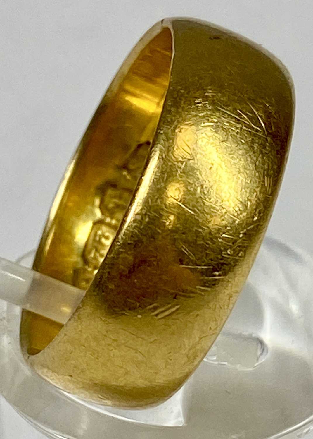 22CT GOLD BROAD WEDDING BAND, Birmingham 1921, size M, 7.0gms Provenance: private collection Conwy - Image 2 of 3