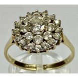 9CT GOLD DIAMOND CLUSTER RING, size U, 3.4gms Provenance:on behalf of St David's Hospice, Llandudno,