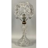 VINTAGE CUT GLASS "MUSHROOM" TABLE LAMP, 40cms (h) Provenance: deceased estate Conwy