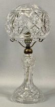 VINTAGE CUT GLASS "MUSHROOM" TABLE LAMP, 40cms (h) Provenance: deceased estate Conwy
