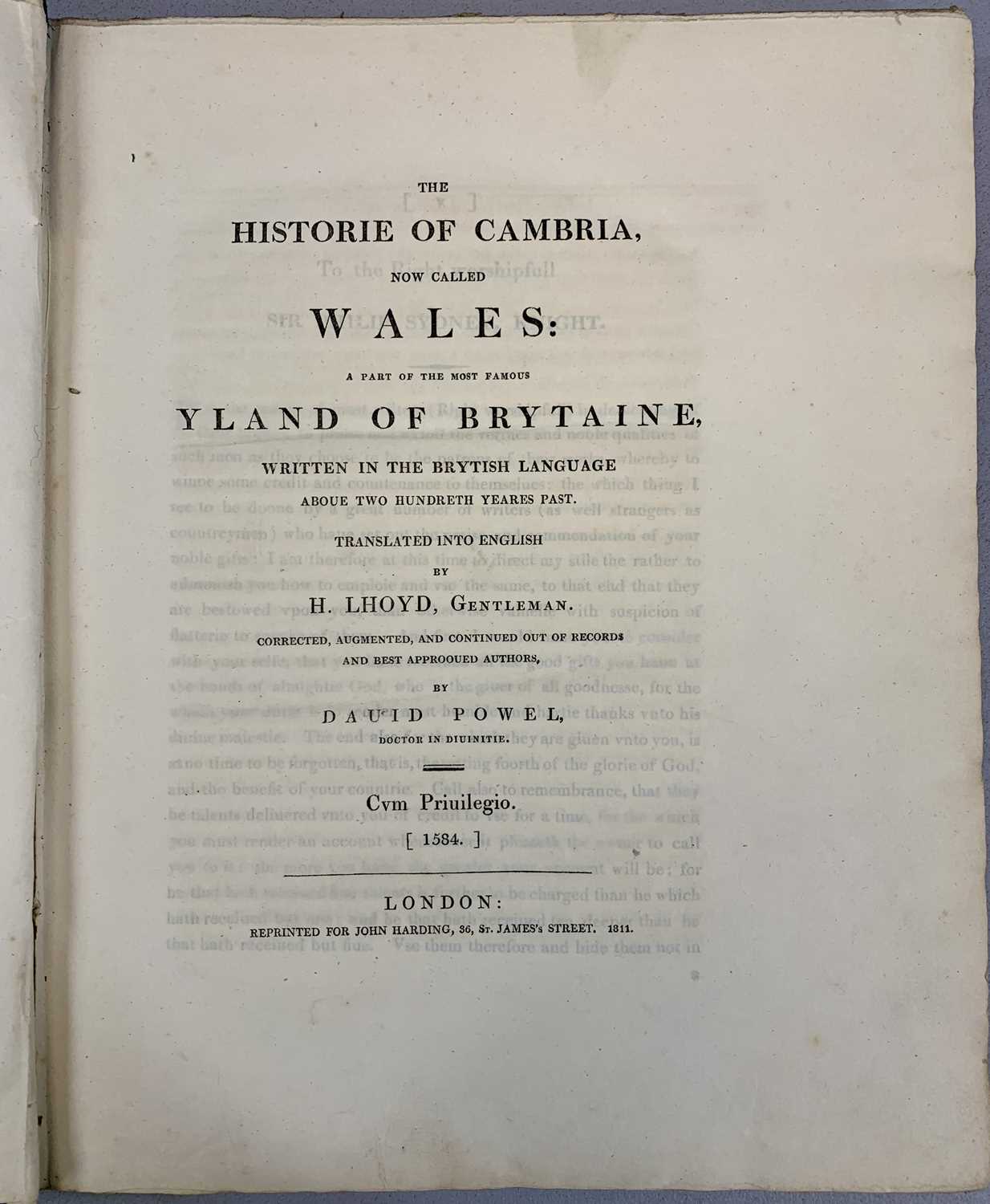 DAVID POWEL - The Historie of Cambria, translated into English by H. Lhoyd, published London 1584 - Image 3 of 3