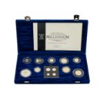 ELIZABETH II ROYAL MINT MILLENIUM PROOF COIN SET, 2000, thirteen encapsulated coins from five pounds