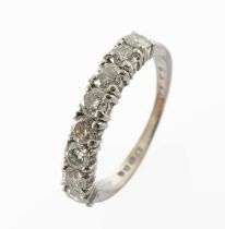 18CT WHITE GOLD HALF HOOP EIGHT STONE DIAMOND RING, overall estimated diamond weight 0.8cts approx.,