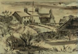‡ KAREL LEK (Belgian-Welsh, 1929-2020) watercolour - entitled verso, 'Anglesey Cottages', signed, 23