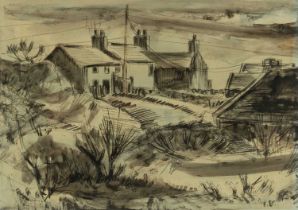 ‡ KAREL LEK (Belgian-Welsh, 1929-2020) watercolour - entitled verso, 'Anglesey Cottages', signed, 23