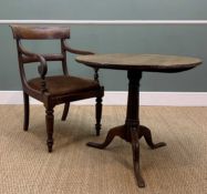 GEORGE III MAHOGANY TRIPOD TABLE & REGENCY ARMCHAIR, the table with original one-piece mahogany tilt