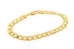 9CT GOLD FLAT CURB LINK BRACELET, 20cms long, 10.2gms, in box Provenance: private collection Cardiff