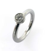 PLATINUM DIAMOND RING, the single stone measuring 0.34cts approx., signed 'Tiffany & Co', ring