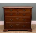 19TH CENTURY MAHOGANY CHEST, moulded top with canted angles above two short and three long graduated