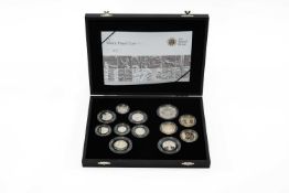 ELIZABETH II ROYAL MINT SILVER PROOF COIN SET, 2009, twelve encapsulated coins from five pounds to