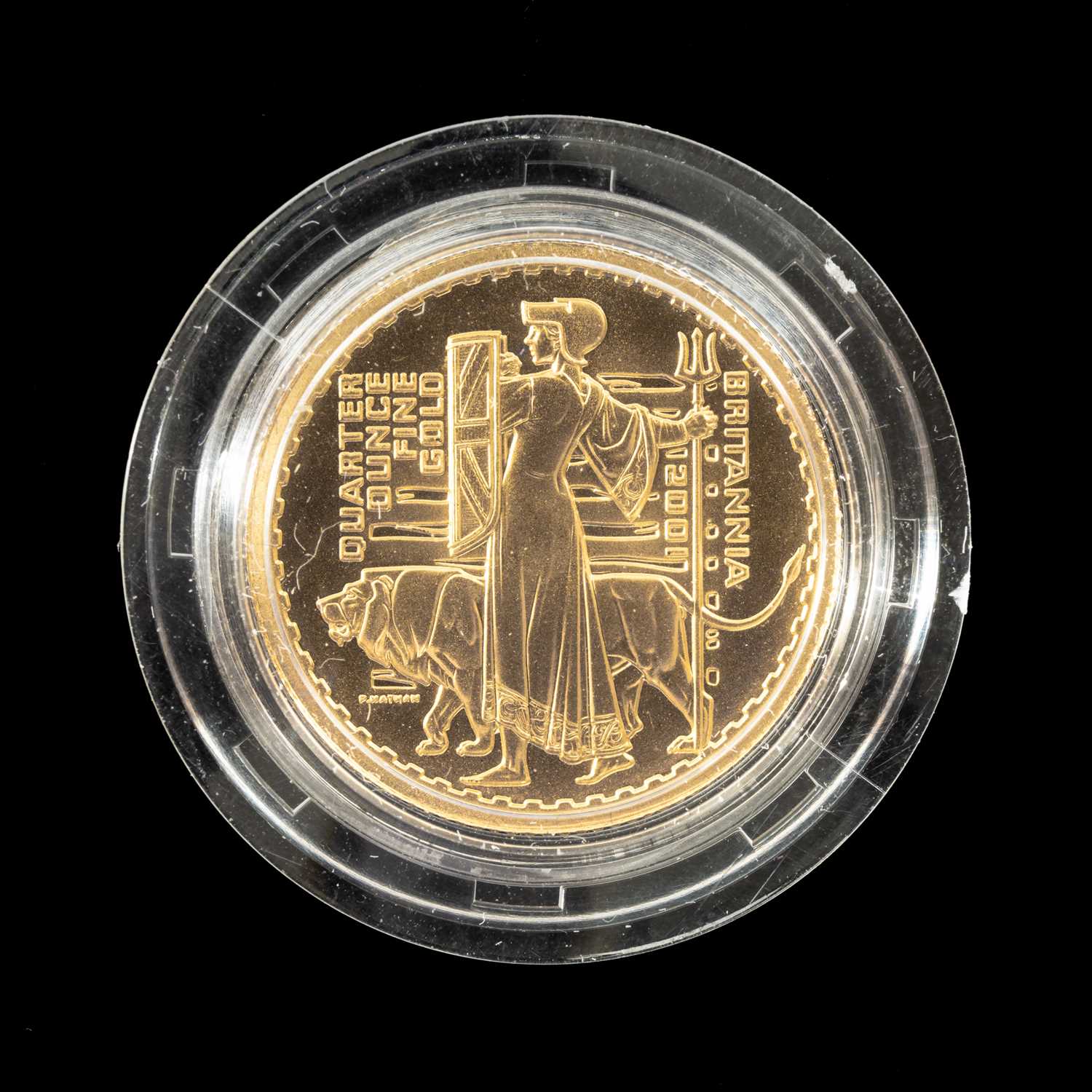 ELIZABETH II BRITANNIA GOLD PROOF TWENTY-FIVE POUNDS, 2001, 1/4oz fine gold, encapsulated, 7.8g