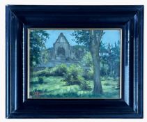 ‡ WELSH SCHOOL oil on canvas - inscribed verso, 'A Sketch Made in the Wye Valley at Tintern