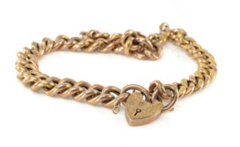 TWO 9CT GOLD CURBLINK BRACELETS, both with foliate engraved hollow links, with padlock clasp,