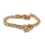 TWO 9CT GOLD CURBLINK BRACELETS, both with foliate engraved hollow links, with padlock clasp,