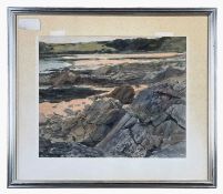 ‡ ROY ABELL watercolour - entitled verso, 'Coastline, North Wales, signed, 39.5 x 48cms