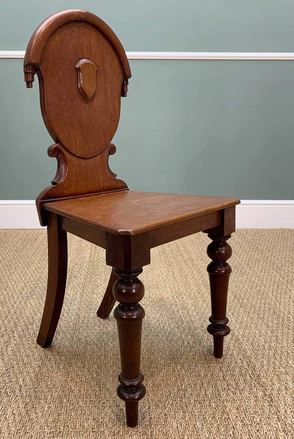 COLLECTION OF ANTIQUE CHAIRS including, mahogany horseshoe chair, oak ladderback, Jacobean style oak - Image 6 of 8