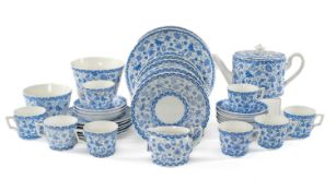 CROWN DERBY (OSMASTON ROAD) 'WILMOT' PATTERN CHINA PART TEA SERVICE, 19th Century, royal blue