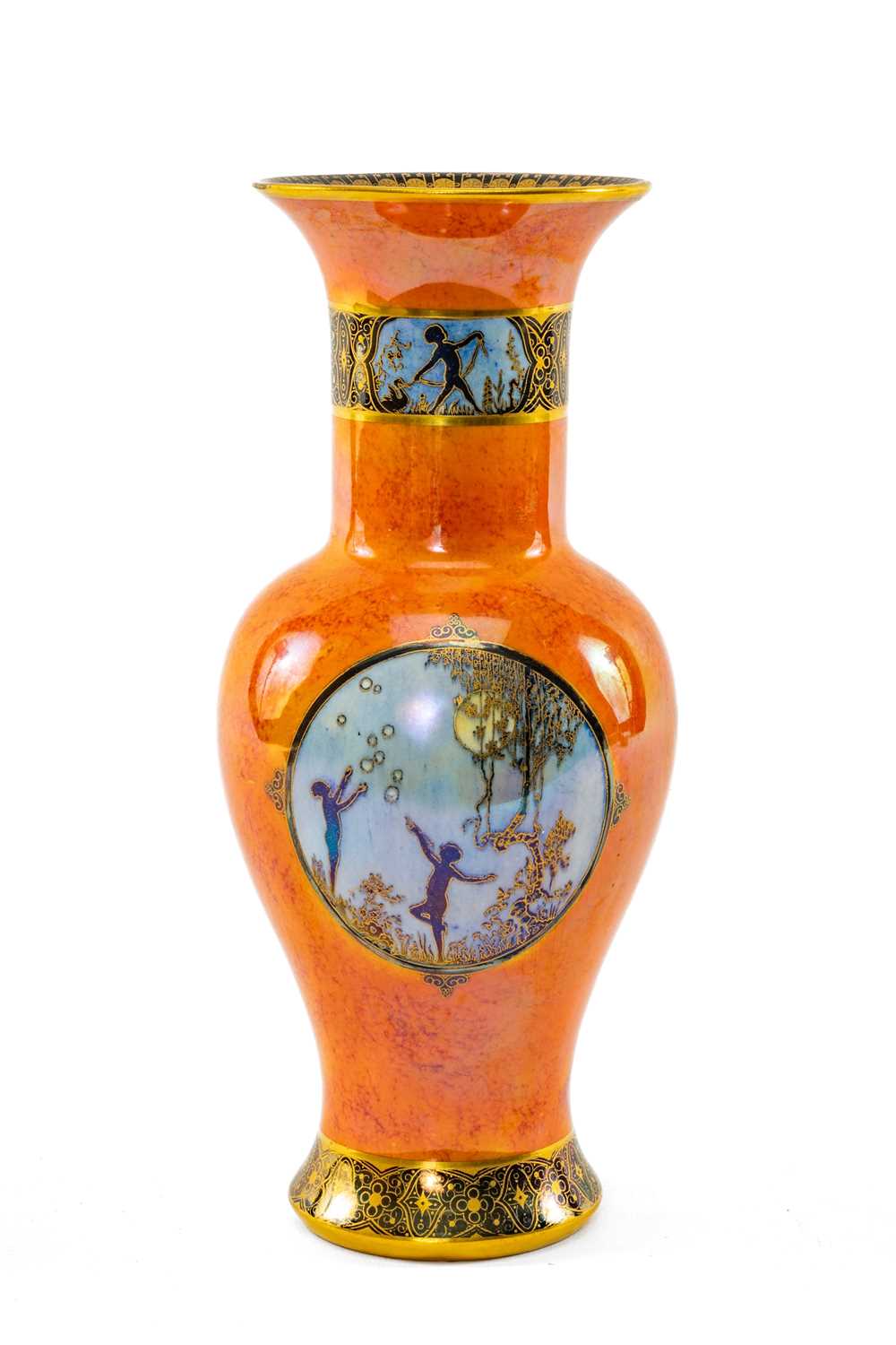 CARLTON WARE 'MOONLIGHT CAMEO BUBBLES' LUSTRE VASE, pattern 2946, baluster form with trumpet neck,