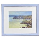 ‡ GARETH THOMAS facsimile print - entitled verso, 'Above Three Cliffs', printed signature, 18 x