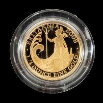 ELIZABETH II BRITANNIA GOLD PROOF TWENTY-FIVE POUNDS, 2008, 1/4oz fine gold, encapsulated, 7.8g