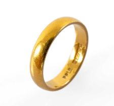 22CT GOLD WEDDING BAND, 3.8gms Provenance: private collection Cardiff Comments: wear overall,