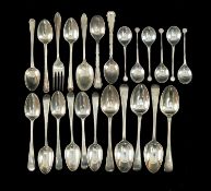 MIXED SETS 19/20TH C. SILVER TEA/COFFEE SPOONS, including Joseph Smith II, London c. 1815, set six