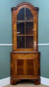 QUEEN ANNE STYLE BURR WALNUT STANDING CORNER CABINET, glazed panelled door above cupboard, 200 (