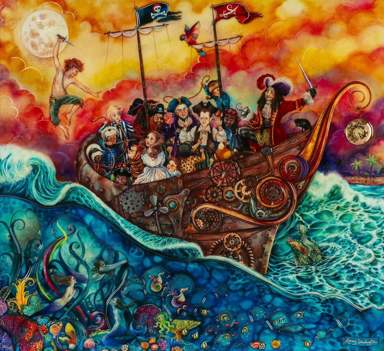 ‡ KERRY DARLINGTON limited edition (85/195) unique resin print - entitled 'The Pirate Ship'