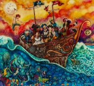 ‡ KERRY DARLINGTON limited edition (85/195) unique resin print - entitled 'The Pirate Ship'