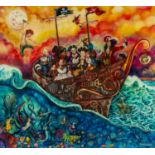 ‡ KERRY DARLINGTON limited edition (85/195) unique resin print - entitled 'The Pirate Ship'