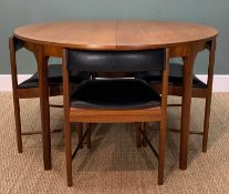 MID-CENTURY McINTOSH 'DUNVEGAN' TEAK EXTENDING DINING TABLE AND CHAIRS, circular top, concealed