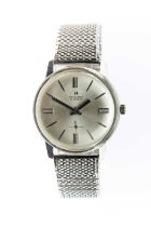 HAMILTON 14KT WHITE GOLD SLIMLINE WRISTWATCH, hour baton markers, expanding stainless steel bracelet