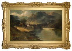 A. LEWIS (19th C.) oil on canvas - Croft on the Lochay River, Trossachs, signed and dated 1912,