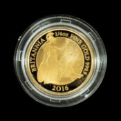 ELIZABETH II BRITANNIA GOLD PROOF TWENTY-FIVE POUNDS, 2016, 1/4oz fine gold, encapsulated, 7.8g